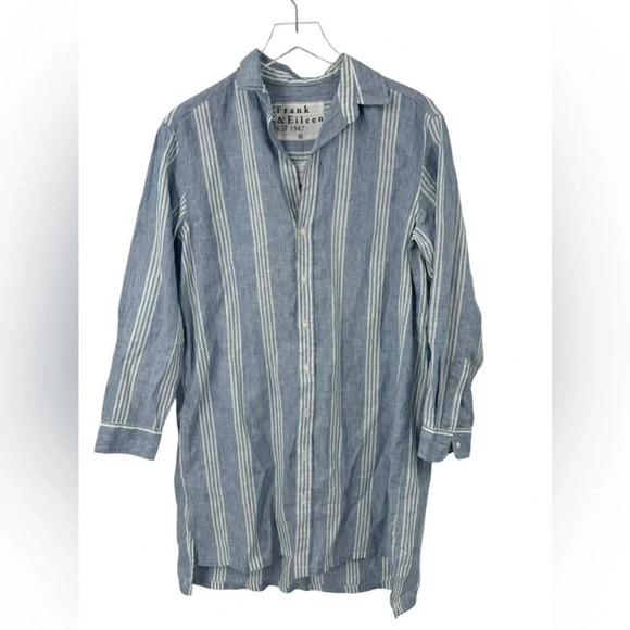 Frank & Eileen Hunter Blue Multi Stripe, Classic Linen Medium B1065 - Picture 5 of 7